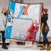 Darling In The Franxx Anime Premium Quilt - Sexy Zero Two In Red Suit Artwork Quilt Blanket 1