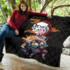 Demon Slayer Anime Kimetsu no Yaiba Poster Black Premium Quilt Blanket 11