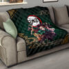 Demon Slayer Anime Main Characters Tanjiro Nezuko Zenitsu And Inosuke Fighting Premium Quilt Blanket 15