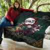 Demon Slayer Anime Main Characters Tanjiro Nezuko Zenitsu And Inosuke Fighting Premium Quilt Blanket 11