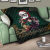 Demon Slayer Anime Main Characters Tanjiro Nezuko Zenitsu And Inosuke Fighting Premium Quilt Blanket 17