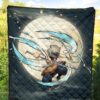Demon Slayer Anime Premium Quilt - Hashibira Inosuke Using Sword On Moon Cherry Blossom Quilt Blanket 5