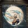 Demon Slayer Anime Premium Quilt - Hashibira Inosuke Using Sword On Moon Cherry Blossom Quilt Blanket 7