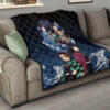 Demon Slayer Anime Premium Quilt - Main Characters Power In Battle Blue Wave Quilt Blanket 15