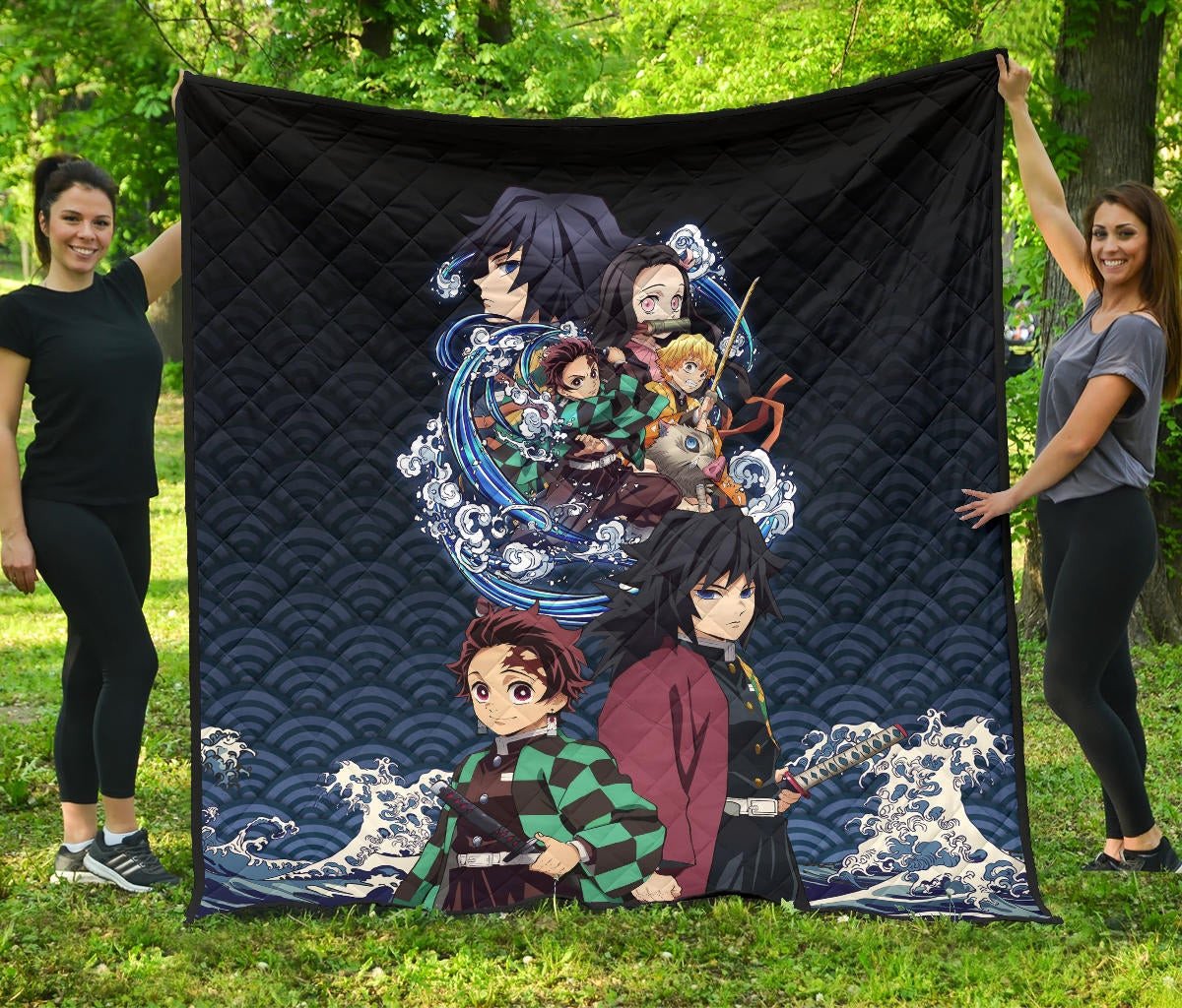 Funny Anime Demon Slayer T Shirt Fleece Blanket by Anime Art