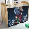Demon Slayer Anime Premium Quilt - Main Characters Power In Battle Blue Wave Quilt Blanket 21