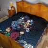 Demon Slayer Anime Premium Quilt - Main Characters Power In Battle Blue Wave Quilt Blanket 19