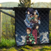 Demon Slayer Anime Premium Quilt - Main Characters Power In Battle Blue Wave Quilt Blanket 13