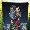 Demon Slayer Anime Premium Quilt - Main Characters Power In Battle Blue Wave Quilt Blanket 5