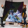 Demon Slayer Anime Premium Quilt - Pretty Shinobu Butterflies With Giyuu Wave Quilt Blanket 1