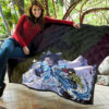 Demon Slayer Anime Premium Quilt - Pretty Shinobu Butterflies With Giyuu Wave Quilt Blanket 11