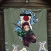 Demon Slayer Anime Premium Quilt - Tanjiro Holding Sword Wave After Wave Quilt Blanket 7