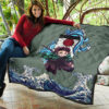 Demon Slayer Anime Premium Quilt - Tanjiro Holding Sword Wave After Wave Quilt Blanket 11