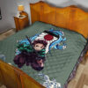 Demon Slayer Anime Premium Quilt - Tanjiro Holding Sword Wave After Wave Quilt Blanket 19