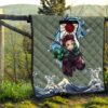 Demon Slayer Anime Premium Quilt - Tanjiro Holding Sword Wave After Wave Quilt Blanket 13
