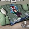 Demon Slayer Anime Premium Quilt - Tanjiro Holding Sword Wave After Wave Quilt Blanket 17