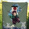 Demon Slayer Anime Premium Quilt - Tanjiro Holding Sword Wave After Wave Quilt Blanket 5