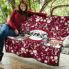Demon Slayer Anime Premium Quilt - Tanjiro Nezuko Rengoku Muichiro Xmas Gift Christmas Symbol Red Quilt Blanket 11