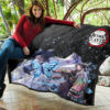 Demon Slayer Anime Pretty Shinobu With Butterflies Cherry Blossom Premium Quilt Blanket 11