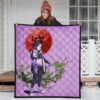 Demon Slayer Anime Shinobu Wearing Modern Clothes Purple Theme Premium Quilt Blanket 3