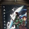 Demon Slayer Anime Tanjiro Fighting Moments Water Power Premium Quilt Blanket 7