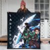 Demon Slayer Anime Tanjiro Fighting Moments Water Power Premium Quilt Blanket 3