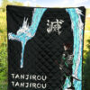 Demon Slayer Anime Tanjiro Kanji Water Dragon Power Power Black Premium Quilt Blanket 5