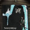 Demon Slayer Anime Tanjiro Kanji Water Dragon Power Power Black Premium Quilt Blanket 7