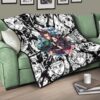 Demon Slayer Anime Tanjiro Protect Nezuko Vs Villains Black White Premium Quilt Blanket 17