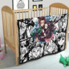 Demon Slayer Anime Tanjiro Protect Nezuko Vs Villains Black White Premium Quilt Blanket 21