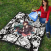 Demon Slayer Anime Tanjiro Protect Nezuko Vs Villains Black White Premium Quilt Blanket 9