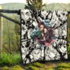 Demon Slayer Anime Tanjiro Protect Nezuko Vs Villains Black White Premium Quilt Blanket 13