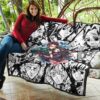 Demon Slayer Anime Tanjiro Protect Nezuko Vs Villains Black White Premium Quilt Blanket 11