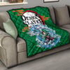 Demon Slayer Anime Tanjiro Water Breath Power Green Background Premium Quilt Blanket 15
