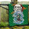 Demon Slayer Anime Tanjiro Water Breath Power Green Background Premium Quilt Blanket 13