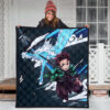 Demon Slayer Anime Tanjiro Water Dragon Power Sword Fighting Premium Quilt Blanket 3