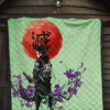 Demon Slayer Anime Tanjiro Wearing Modern Clothes Green Theme Premium Quilt Blanket 7
