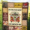 Dog On Dark Desert Highway Hippie Van Rottweiler Quilt Blanket 5