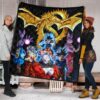 Dragon Ball Anime DB Goku Vs Villains Golden Shenron Dragon Premium Quilt Blanket 1