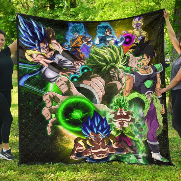 Dragon Ball Anime Premium Quilt | DB Goku And Vegeta Green Power Galaxy Quilt Blanket