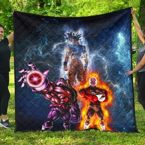 Dragon Ball Anime Premium Quilt – DB Goku Jiren Toppo Power Burst Limit Blue Explosion Quilt Blanket