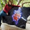 Dragon Ball Anime Premium Quilt - DB Handsome Goku Power Blue Bursting Quilt Blanket 11