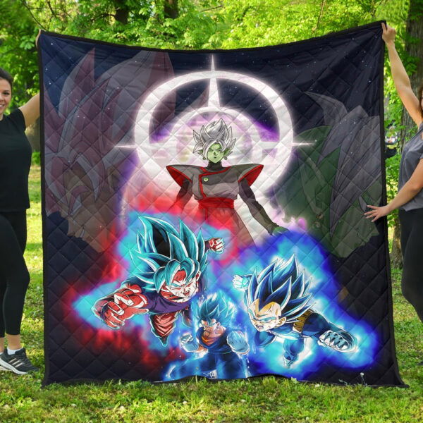 Dragon Ball Anime Premium Quilt – DB Super Saiyan Power Burst Vs Villains Fusao Zamasu Quilt Blanket