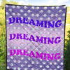 Dreaming Text Sweet Purple Theme Planet Patterns Premium Quilt Blanket 5