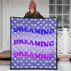 Dreaming Text Sweet Purple Theme Planet Patterns Premium Quilt Blanket 3