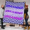 Dreaming Text Sweet Purple Theme Planet Patterns Premium Quilt Blanket 1