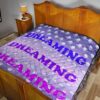 Dreaming Text Sweet Purple Theme Planet Patterns Premium Quilt Blanket 19