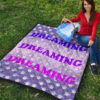 Dreaming Text Sweet Purple Theme Planet Patterns Premium Quilt Blanket 9