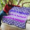 Dreaming Text Sweet Purple Theme Planet Patterns Premium Quilt Blanket 11