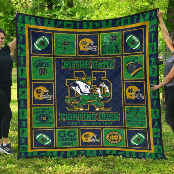 Fan Notre Dame Fighting Irish Quilt Blanket Amazing Gift Idea